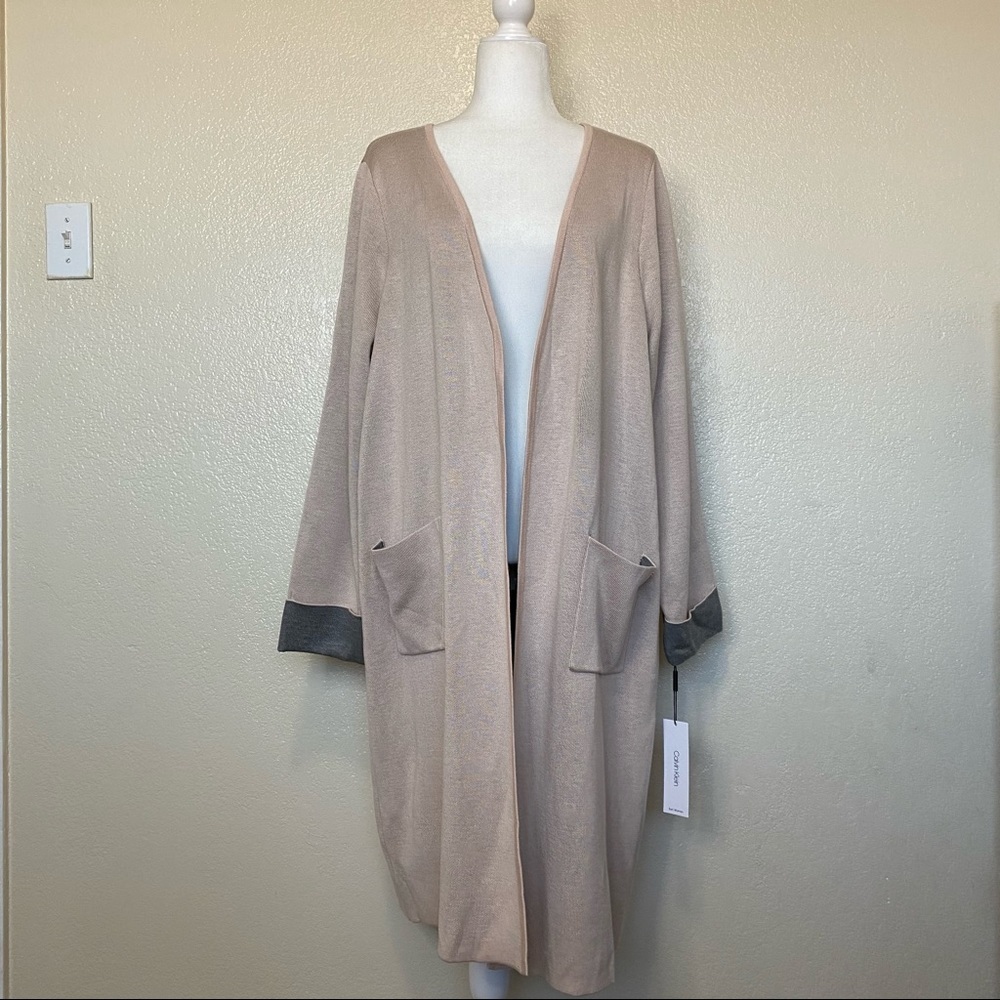 Calvin Klein Open Front Dster Cardigan in Pink and Gray Plus Size 2X NWT - Picture 3 of 10